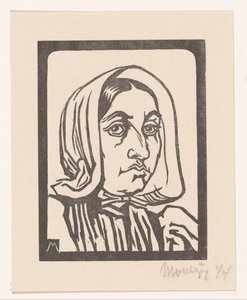 Head of a Woman with Cap by Simon Moulijn (signed by artist)