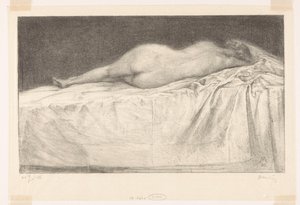 Naked Woman Lying on Bed by Simon Moulijn (signed by artist)