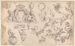 Study for a Decoration with Putti and Ornaments by Simon Vouet