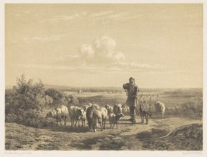 Shepherd with His Sheep on the Heath