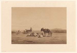 Resting Shepherd with Donkey by Simon van den Berg