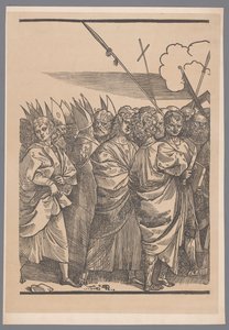 Reproduction of the third part of the print series The Triumph of Christ after Joos Lambrecht by Simonau and Toovey