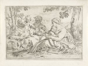 Holy Family with Elizabeth and the Young John the Baptist by Simone Cantarini