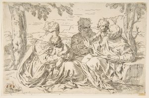 Holy Family with Saint Elizabeth and Saint John the Baptist by Simone Cantarini