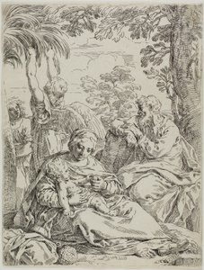 Rest on the Flight into Egypt by Simone Cantarini