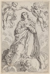 The Coronation of the Virgin by Simone Cantarini