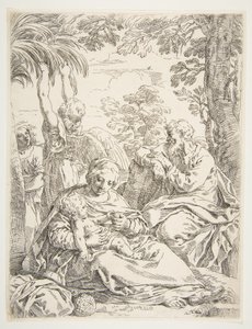 The Holy Family Resting on Their Flight into Egypt by Simone Cantarini
