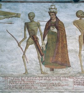 Death asking the Pope to dance (detail) by Simone II Baschenis