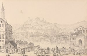 Album of 30 Views in the Tyrol and Italy: City of Verona and Castle of San Pietro from another bridge, 1st November 1840 by Sir Charles D