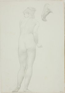 Backview of Standing Nude Woman and Sketch of a Foot