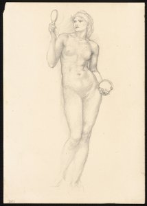 Nude Female Figure with Mirror in Right Hand