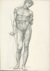 Paris with Golden Apple in Left Hand, for the Troy Triptych (sketchbook #2638) by Sir Edward Burne Jones