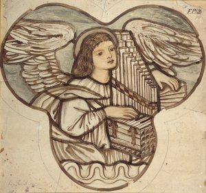 Design for Stained Glass in Lyndhurst Church: An Angel Organist by Sir Edward Coley Burne Jones