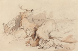 Hounds and Hunters Attacking Deer by Sir Edwin Henry Landseer