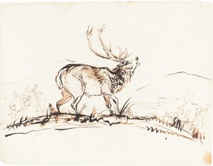 A Bellowing Stag by Sir Edwin Landseer
