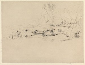 Old Mill on the Wandle, at Mitcham by Sir Frank Short