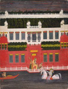 Krishna Receives a Flower Garland by Sitaram