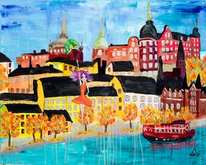 Floating Girl Autumn City