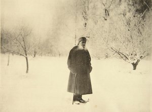 Russian Author Leo Tolstoy Taking a Winter Walk by Sophia Andreevna Tolstaya