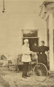 Russian author Leo Tolstoy with a bicycle, Russia by Sophia Andreevna Tolstaya