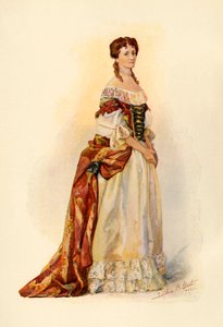 Gown of red brocade worn in the Barbados Colony c1685, 1903