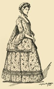 Picture of a short Watteau sacque worn over a petticoat, c1750-1800