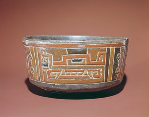 Bowl decorated with the head of a jaguar, pre-columbian by South American School