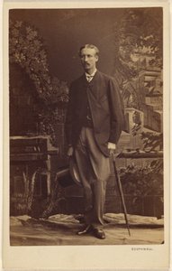 Unidentified Man with Moustache, Holding a Top Hat and Umbrella, Standing by Southwell Brothers