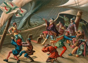 Columbus Calms a Waterspout by Spanish School