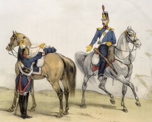DE SOTTO, Serafin Maria, Earl of Clonard (1793 - 1862). Historia organica de las armas de Infanteria y Caballeria espanolas. 1851 - 1859. Cavalrymen during the reign of Ferdinand VII of Spain. Soldier of the Line Cavalry and Light Cavalry (1824-1834). Engr by Spanish School