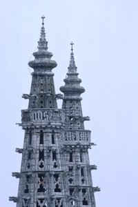 Detail of the belltower spires by Spanish School