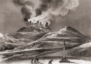 Fire at the Monastery of Montearagon, Quincena, Huesca, Spain in 1835 by Spanish School