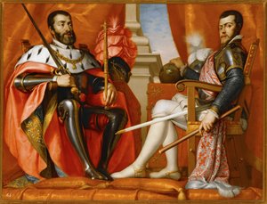 Karl V with His Son Philipp II by Spanish School