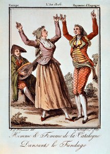 Man and woman from Catalonia dancing the Fandango, Europe, Kingdom of Spain by Spanish School