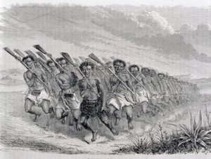 Maori Warriors Performing a War Dance, Illustration from 