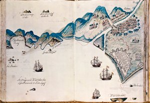 Map of part of New Spain, the coast of Peru and the city of Lima, from "Mapas de las costas de América en el mar del Sur, desde la última población de españoles en ellas, que es la ciudad de Compostela, en adelante" by Spanish School