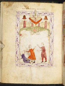 Moses Reproaching Two Quarreling Israelites (from Hispano-Moresque Haggadah, MS Or 2737, f.66r, f.1275-1324) by Spanish School