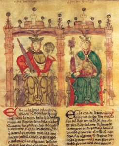 Pelagius (685-737), Founder of the Asturias Kingdom and His Grandson Fruela I (722-68) by Spanish School