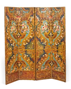 Polychrome decorated four-fold screen by Spanish School