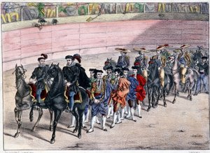 Release of the quadrille, corrida in Spain, lithography