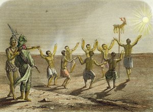 Sacrifice of a deer to the sun by the Indians of Florida
