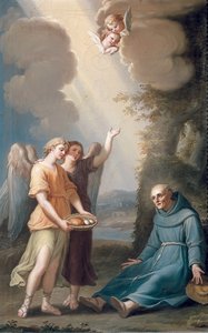 Saint Sebastian of Aparicio Receiving Food from Angels by Spanish School