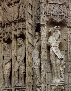 Sculptural detail of the left jamb of the entrance facade by Spanish School