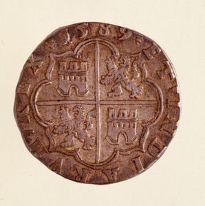 Silver coin (8 reales) from Spain: reign of Philip II (1556-1598). 1589 Diameter 3.5 cm by Spanish School