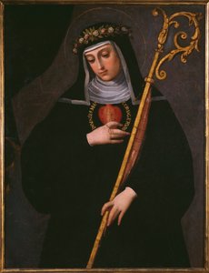 St. Gertrude the Great carrying the sacred heart of Jesus by Spanish School