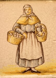 Tile depicting a peasant woman by Spanish School