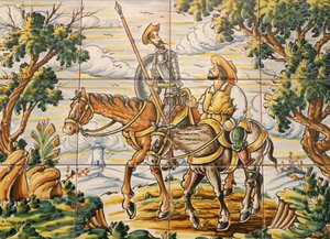 Tiles depicting Don Quixote and Sancho Panza