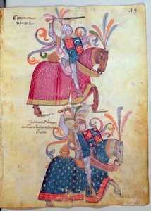 Two cavaliers, from the Libro de Los Caballeros de Santiago by Spanish School