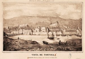 View of the City of Tortosa in Spain, from "Historia de Cabrera y de la Guerra Civil" by Spanish School