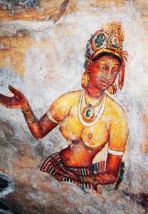 Maidens of Sigiriya, fresco, Sigiriya archaeological site by Sri Lankan School